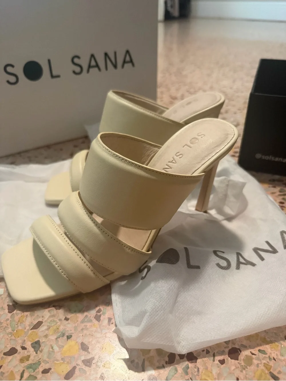 Sol Sana Cream Padded Multi-Strap Heels